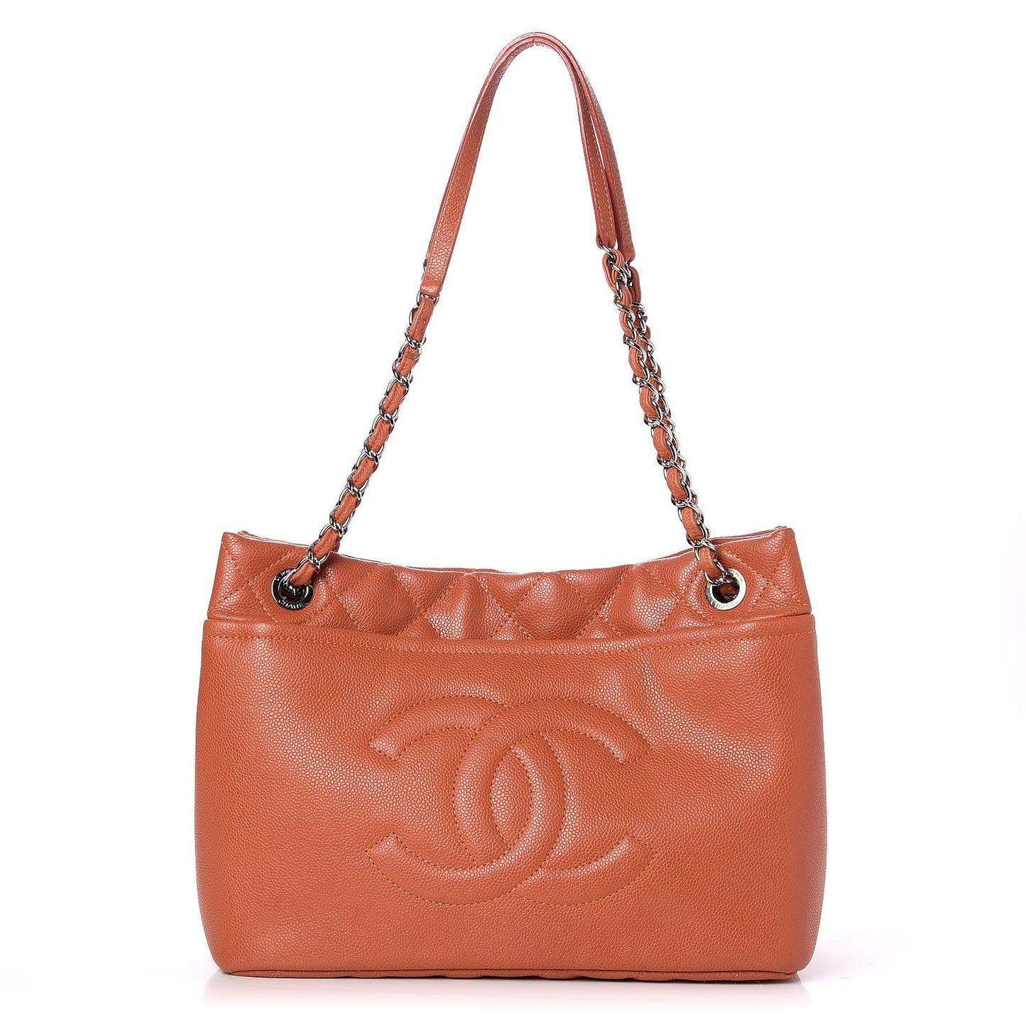 Caviar Quilted Timeless CC Soft Tote Light Red