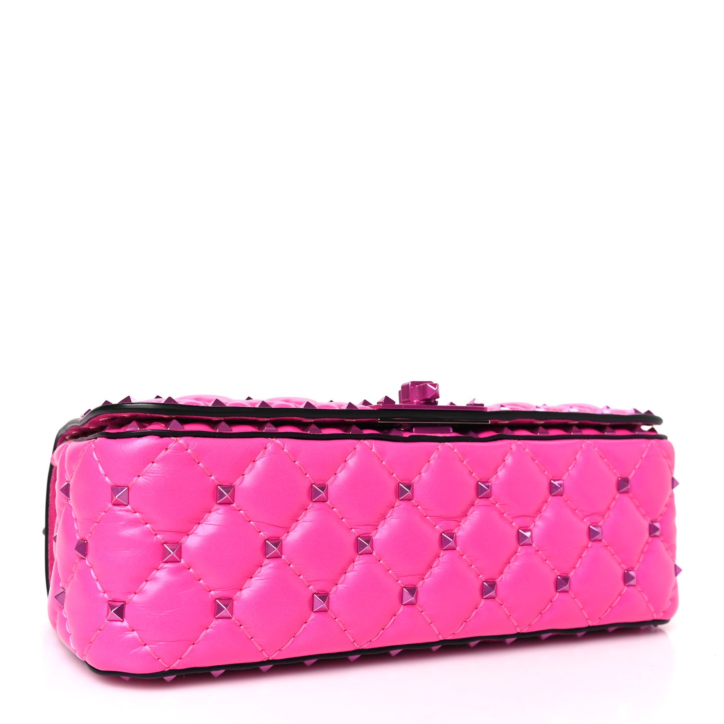 Calfskin Lacquer Monochrome Small Rockstud Spike Shoulder Bag Pink PP