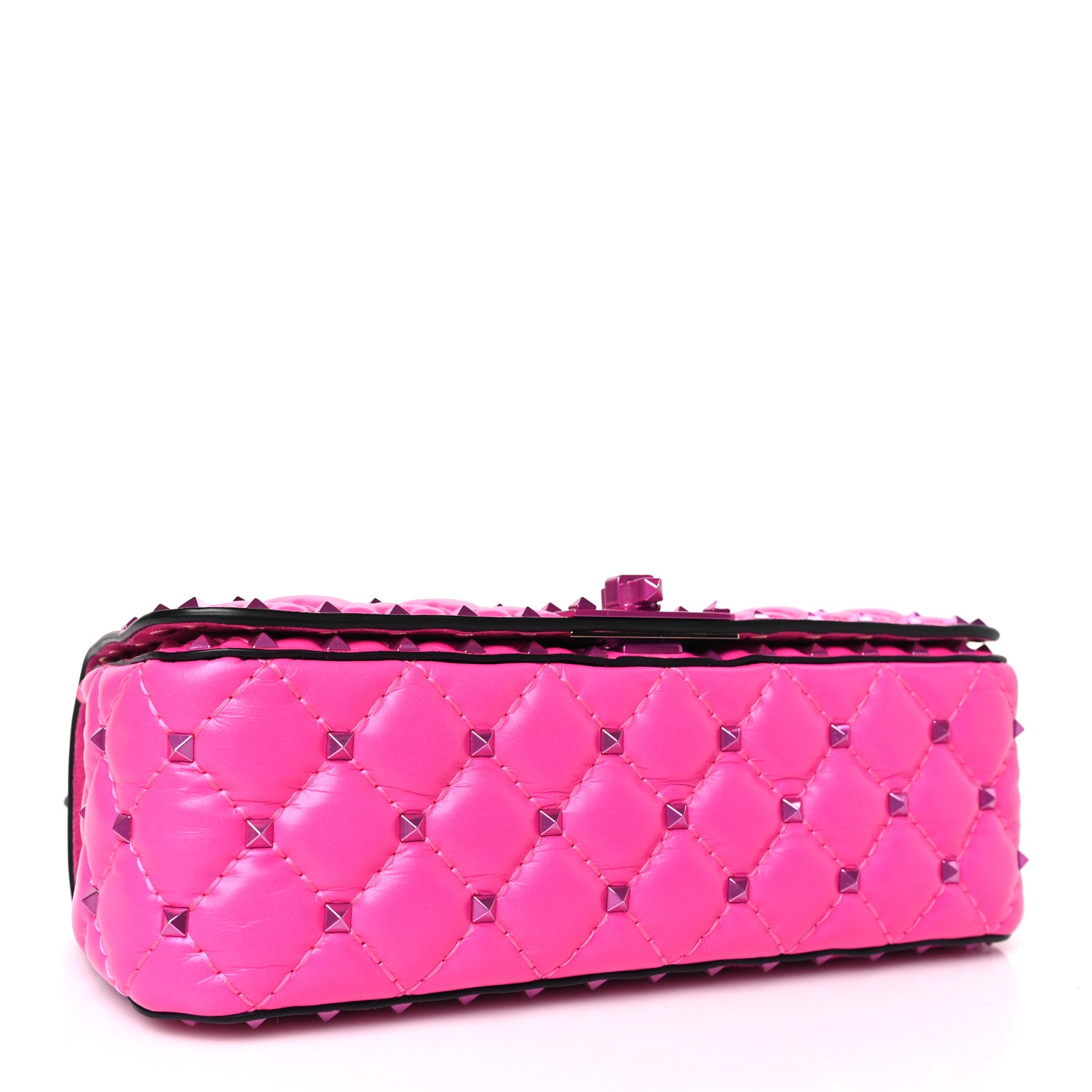 Valentino Garavani Calfskin Lacquer Monochrome Small Rockstud Spike Shoulder Bag Pink PP 4 of 8