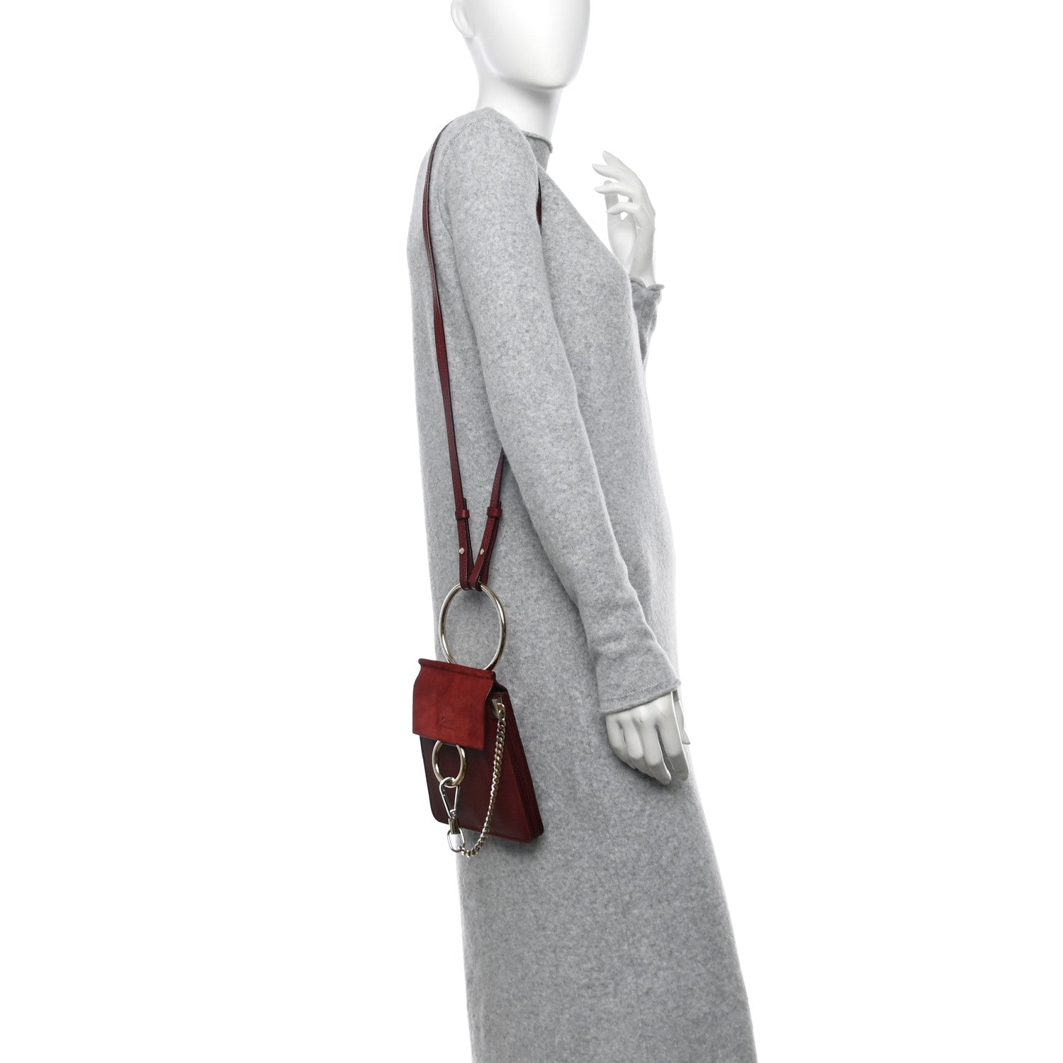 Chloe Suede Calfskin Mini Faye Bracelet Bag Plum Purple 2 of 9