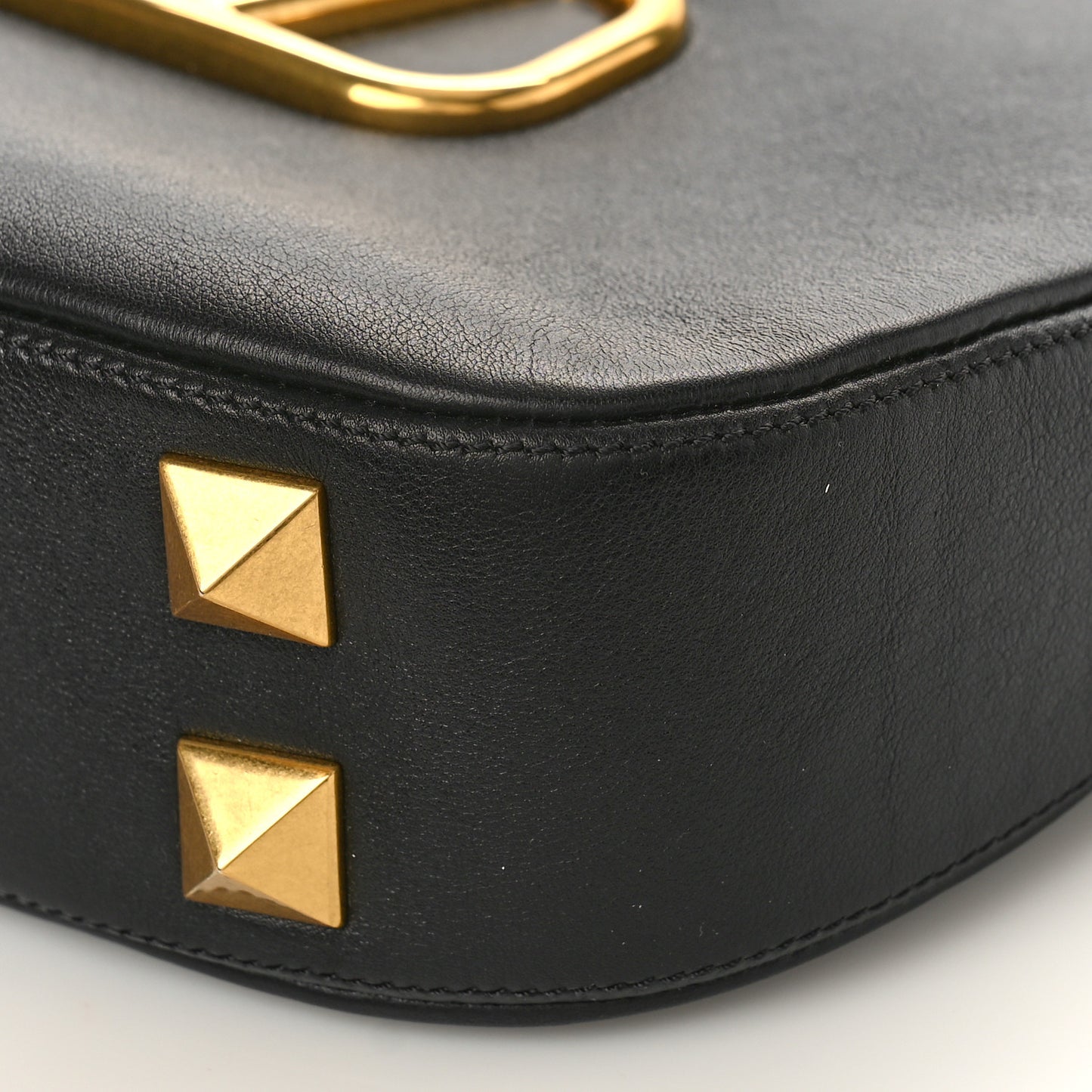 Calfskin Stud Sign Zip Hobo Black