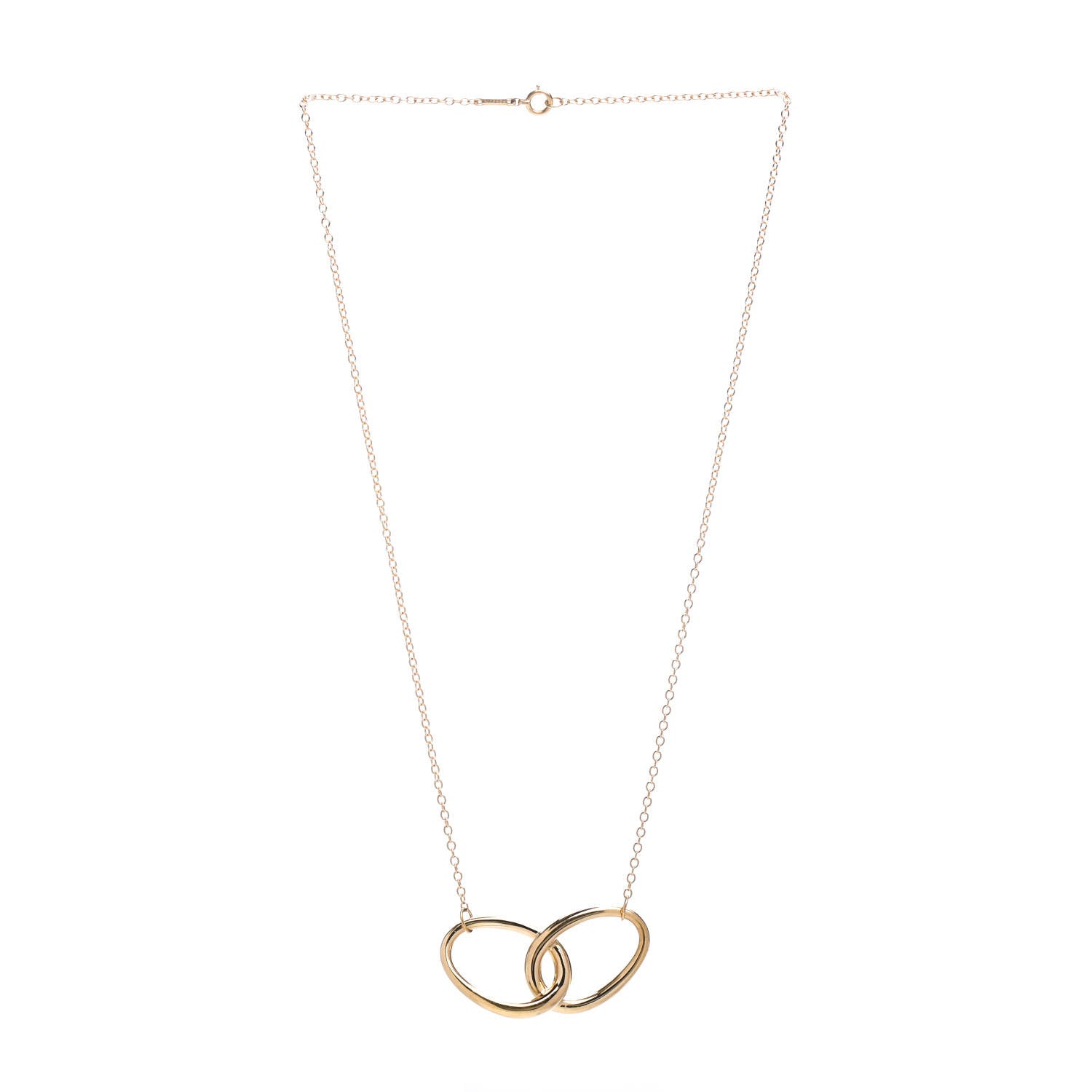 Tiffany 18K Yellow Gold Elsa Peretti Interlocking Ovals Pendant Necklace 2 of 4