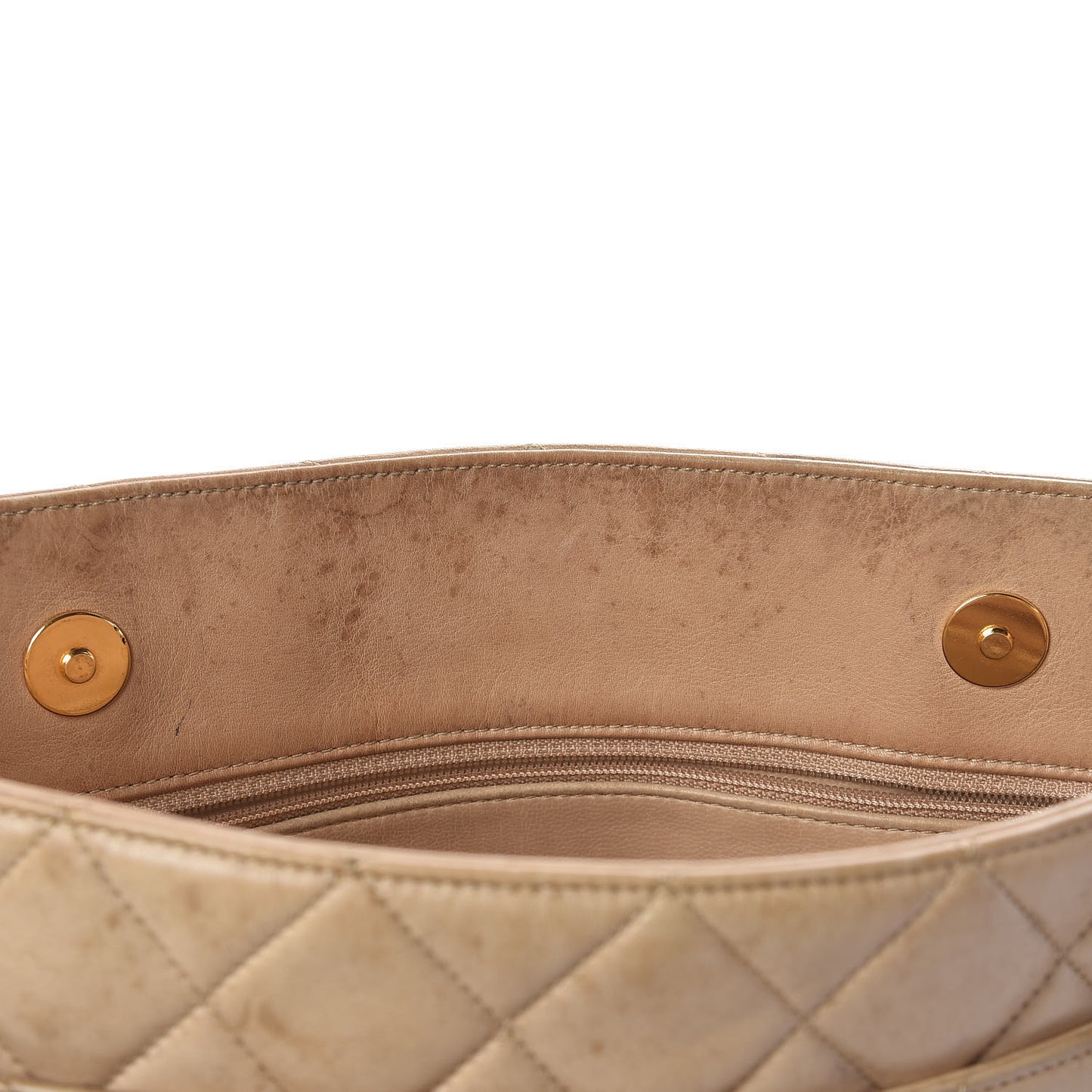 Lambskin Quilted Shopping Tote Beige