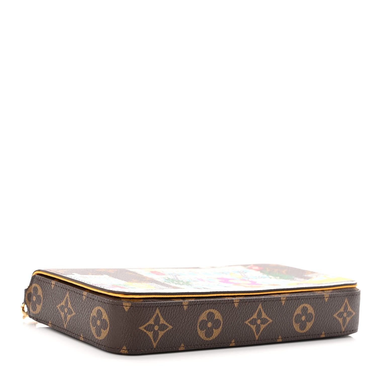 Louis Vuitton Monogram 2022 Christmas Animation New York Soho Pochette Felicie Chain Wallet Yellow 3 of 6