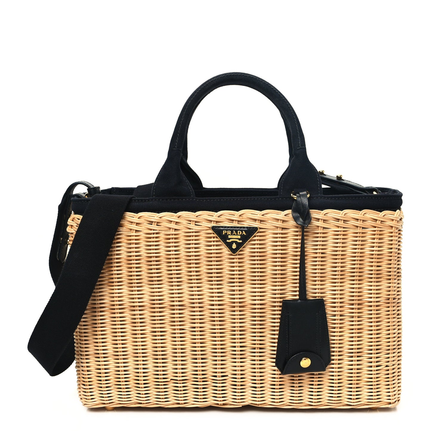 Wicker Canvas Large Tote Naturale Black