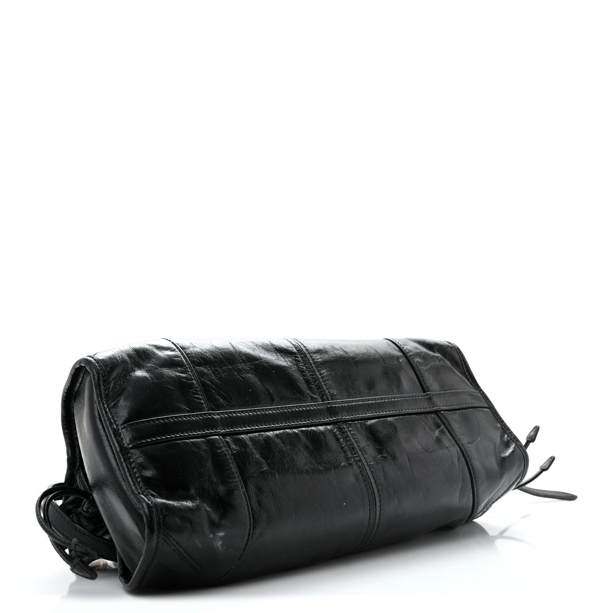 Prada Glossy Calfskin Triangle Medium Bonnie Shoulder Bag Black 4 of 15