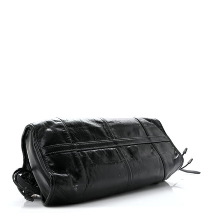 Prada Glossy Calfskin Triangle Medium Bonnie Shoulder Bag Black 4 of 15
