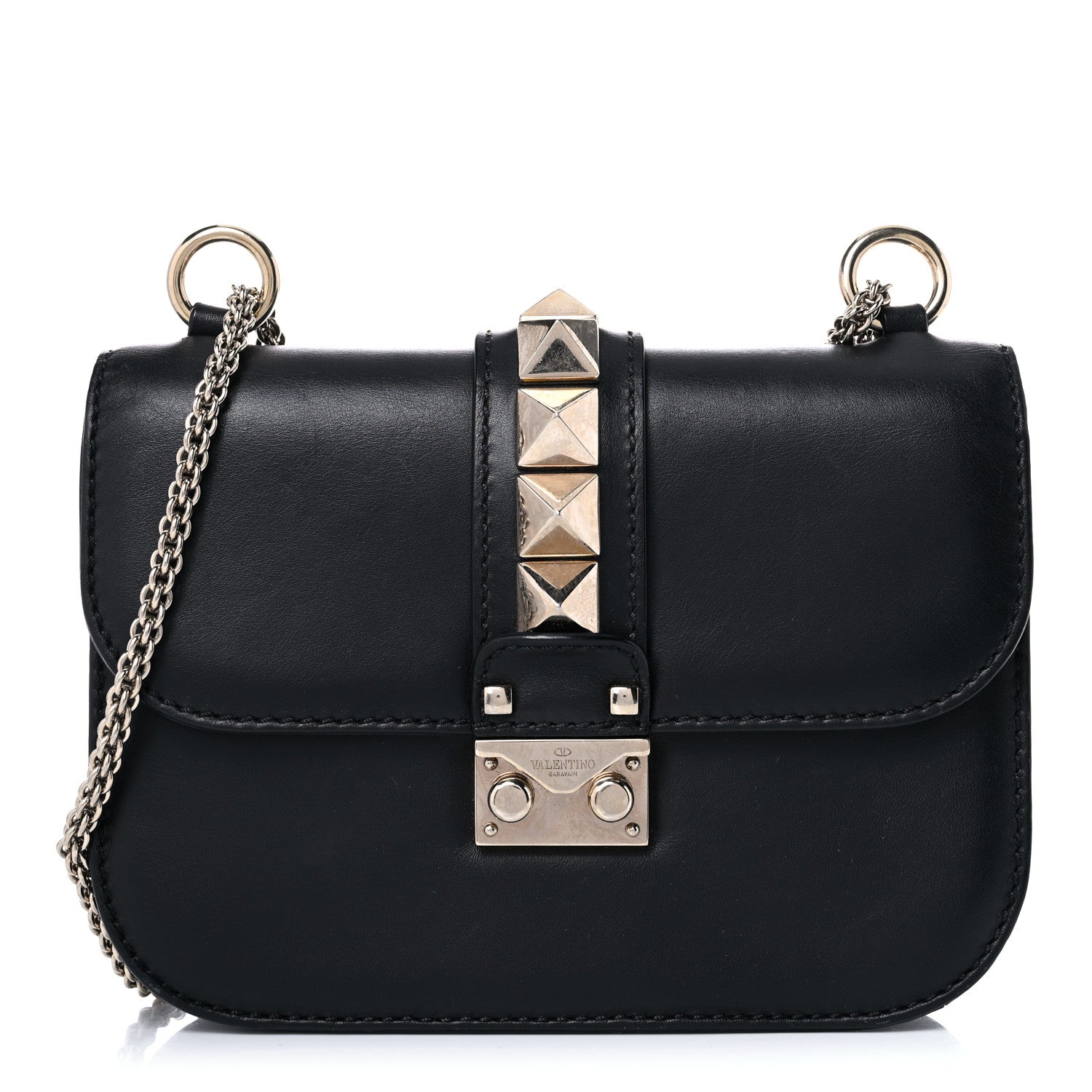 Valentino Garavani Vitello Small Glam Lock Rockstud Flap Black 1 of 18