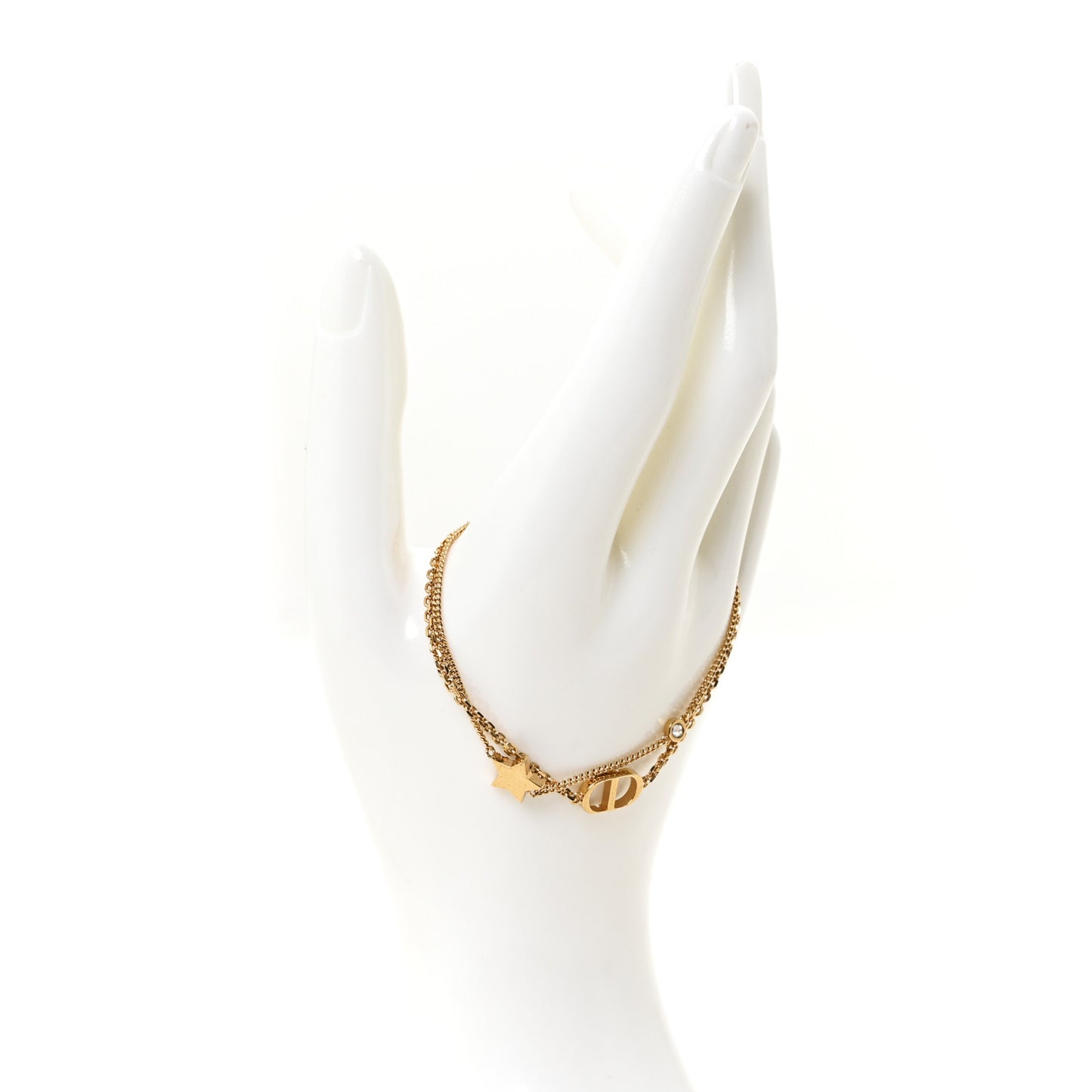 Metal Crystal Petit CD Double Bracelet Gold Gold