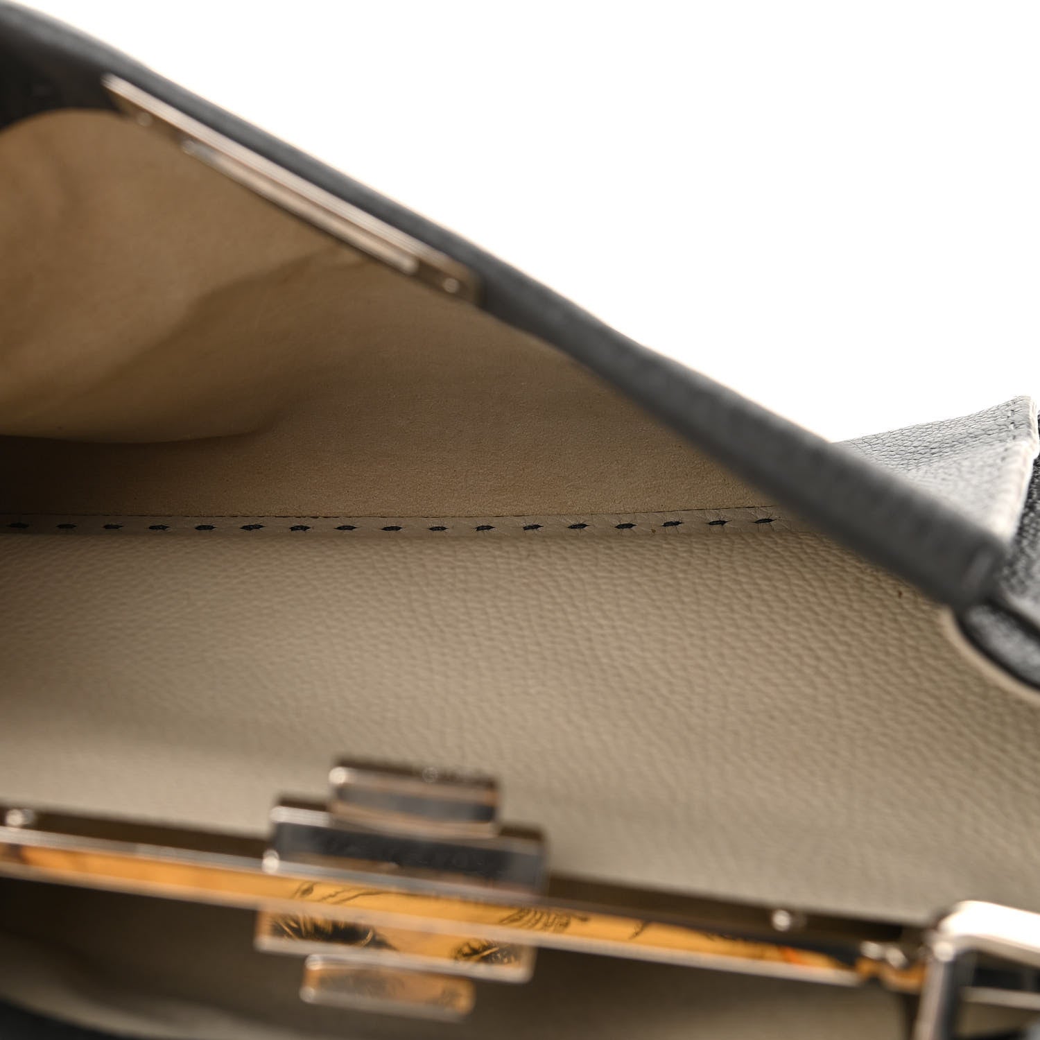 Fendi Cuoio Romano Selleria Bi-Color Medium Peekaboo Iconic Satchel Asfalto Latte 6 of 12