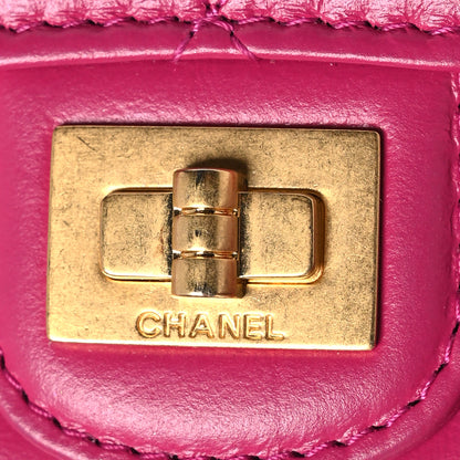 Chanel Aged Calfskin Quilted Reissue Flap Card Holder Fuchsia 10 of 12
