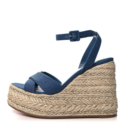 Christian Louboutin CHRISTIAN LOUBOUTIN Denim Mariza Zeppa 130 Wedge Sandals 41 Blue 1 of 8