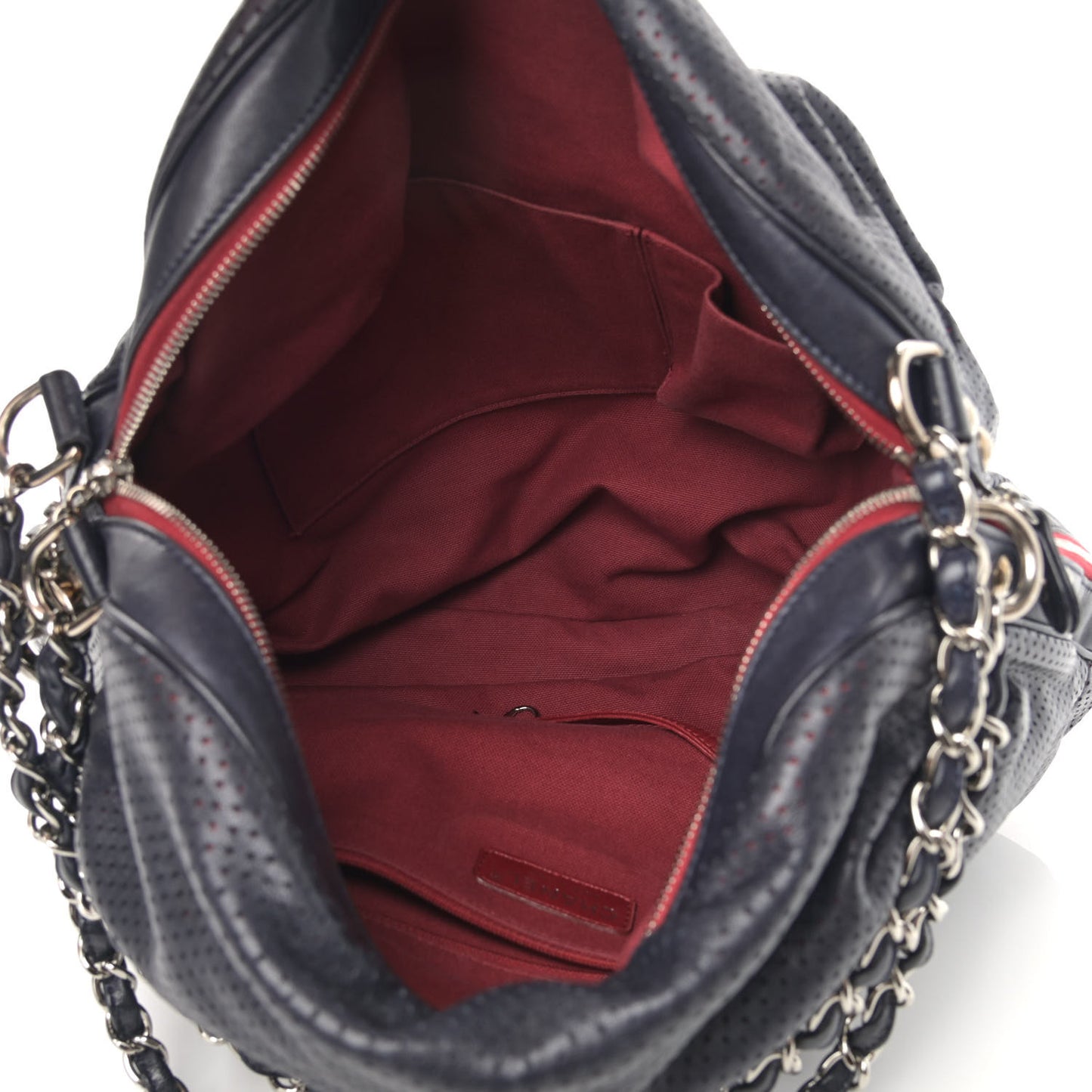 Lambskin Perforated Baseball Spirit Ligne Bag Navy
