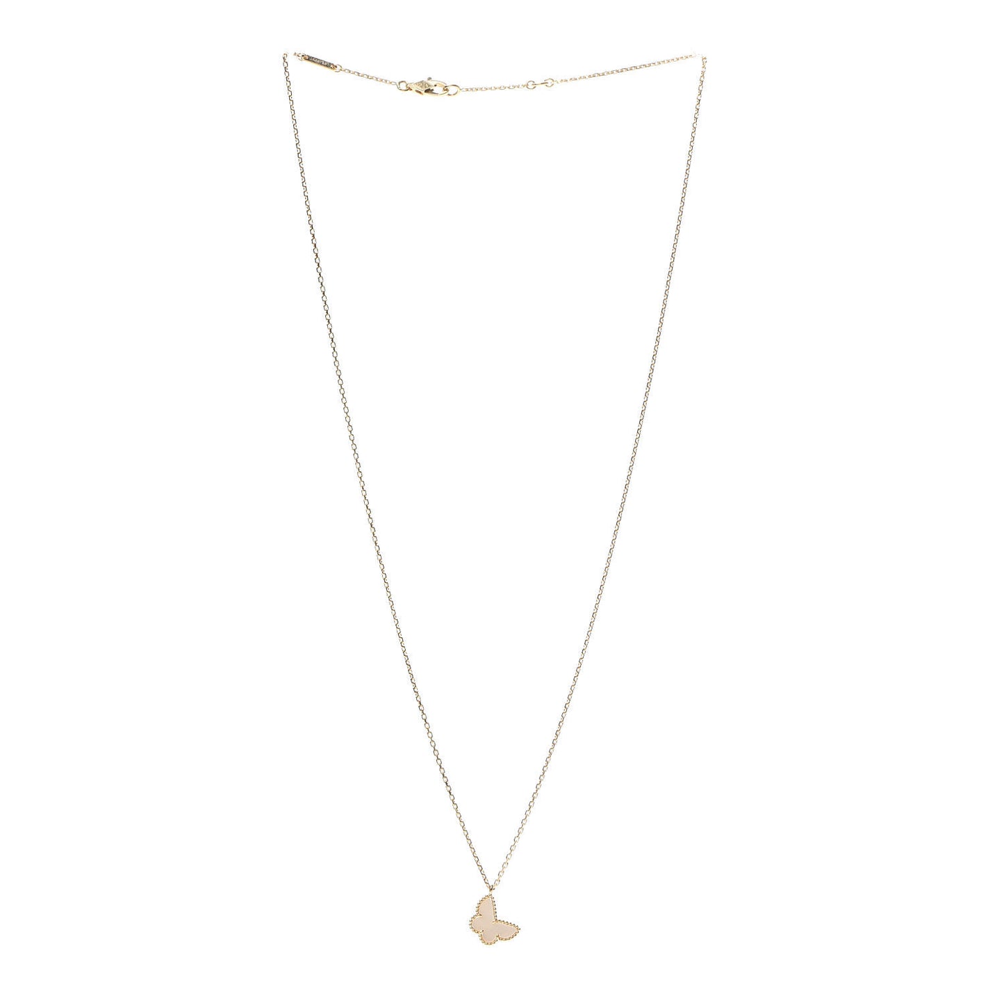 18K Yellow Gold Mother of Pearl Sweet Alhambra Butterfly Pendant Necklace