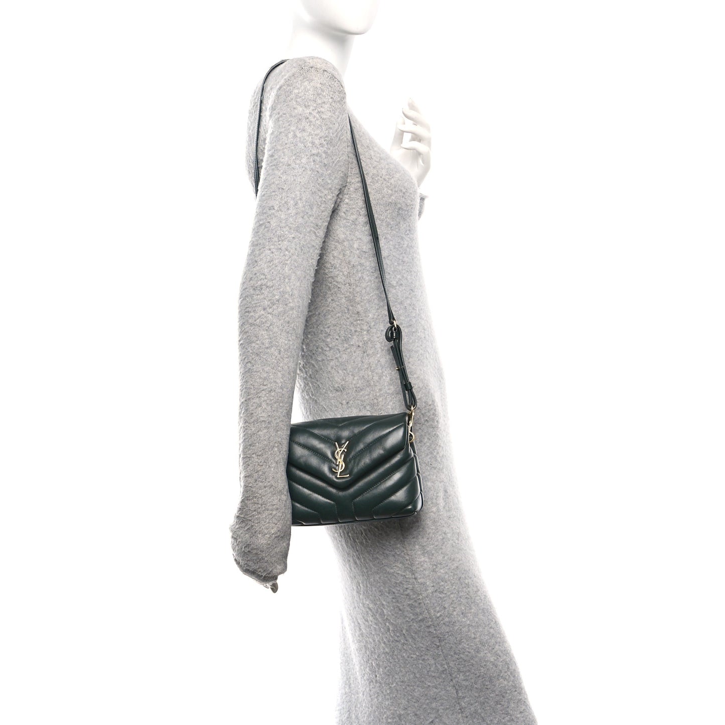 Calfskin Y Quilted Monogram Toy Loulou Crossbody Bag Deep Green