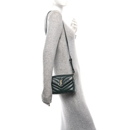 Saint Laurent Calfskin Y Quilted Monogram Toy Loulou Crossbody Bag Deep Green 2 of 11