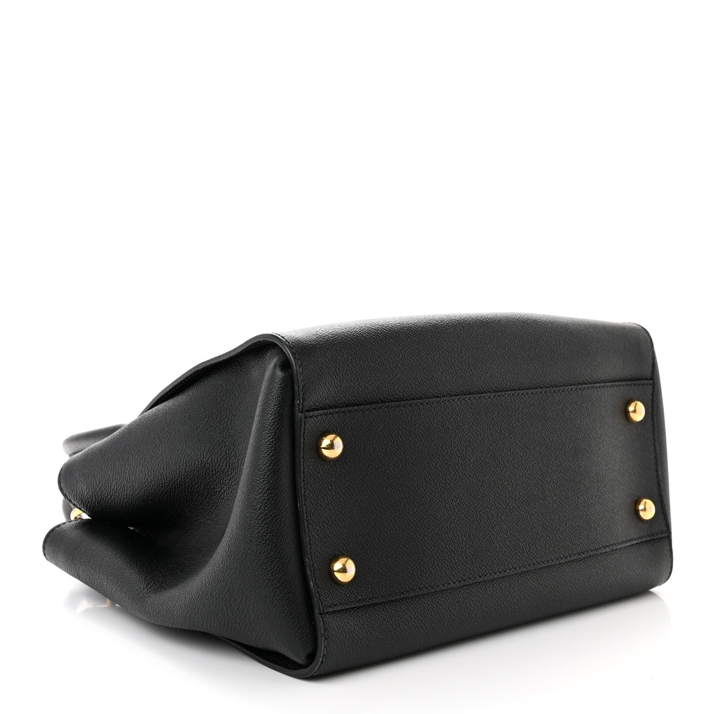 Soft Grain Calfskin Medium Buckle Tote Black