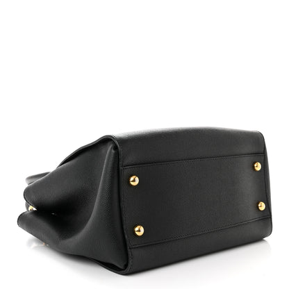 Burberry Soft Grain Calfskin Medium Buckle Tote Black 4 of 14