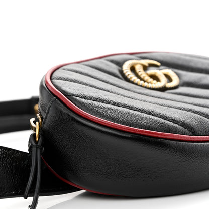 Gucci Azalea Calfskin Matelasse Diagonal Torchon GG Marmont Belt Bag 95 38 Black Romantic Cerise 9 of 12