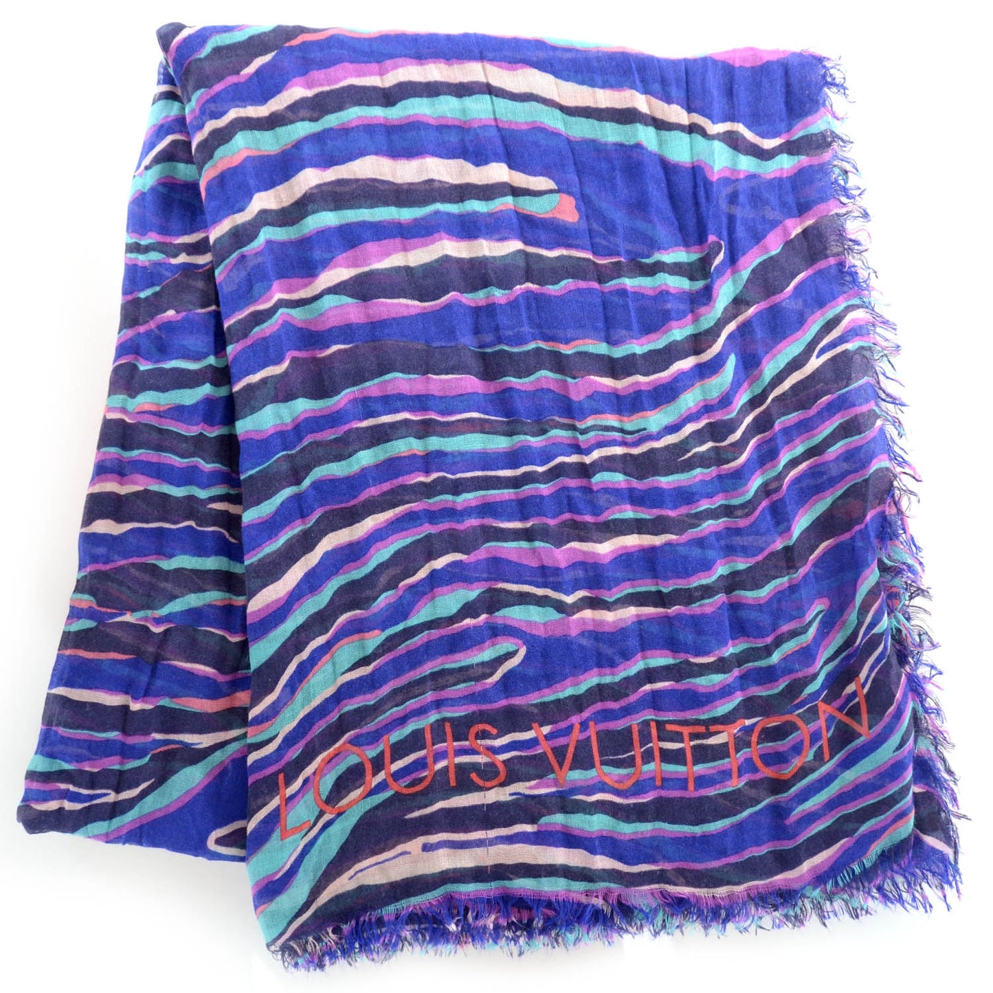 Cashmere Silk Zebra Stole Blue Lagoon