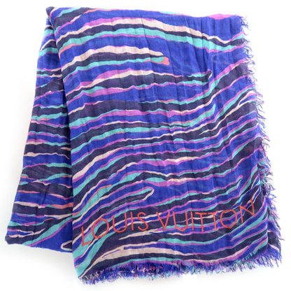 Louis Vuitton Cashmere Silk Zebra Stole Blue Lagoon 1 of 5