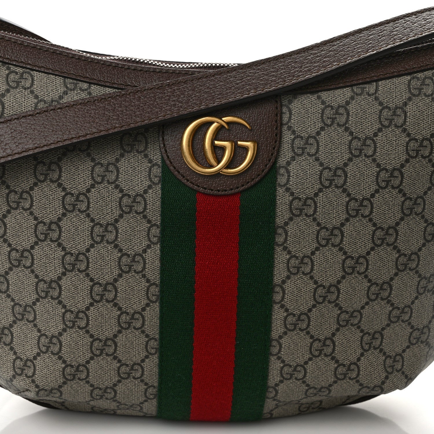 Gucci GG Supreme Monogram Web Small Ophidia Half Moon Hobo Brown 7 of 9