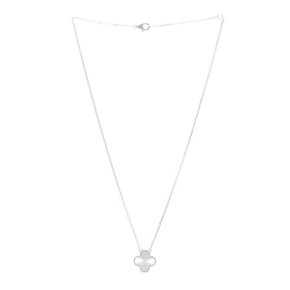 Van Cleef & Arpels 18K White Gold Guilloche Vintage Alhambra Pendant Necklace 3 of 4