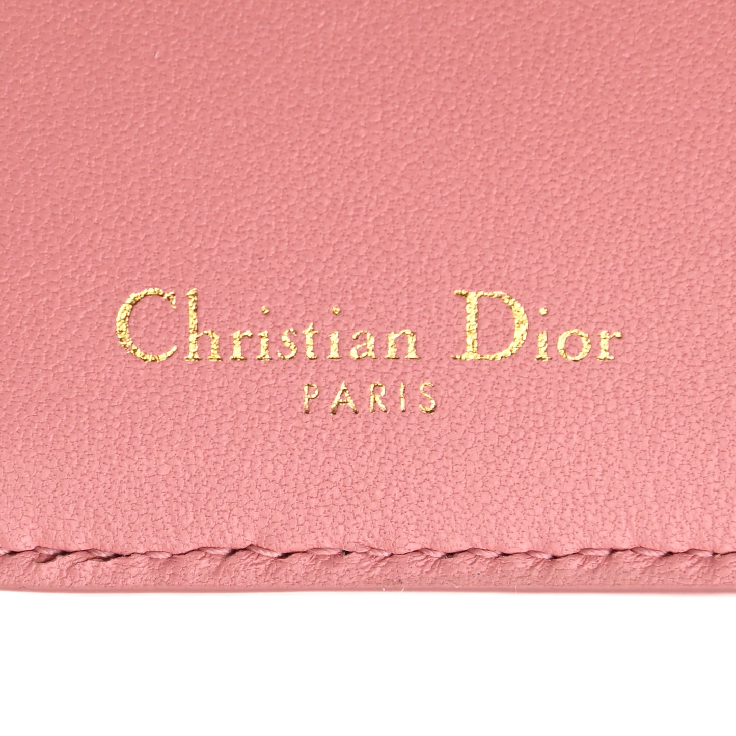 Grained Calfskin Supple Cannage Caro Compact Zipped Wallet Pink