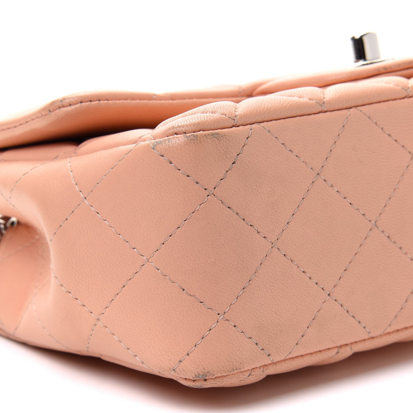 Lambskin Quilted Mini Rectangular Flap Light Pink