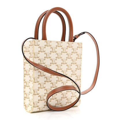 Celine Triomphe Canvas Calfskin Mini Vertical Cabas White 3 of 8