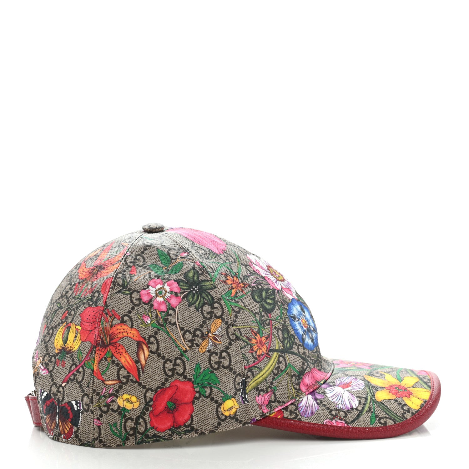 Gucci GG Supreme Flora Claudia Baseball Hat 59 XL Red 5 of 11