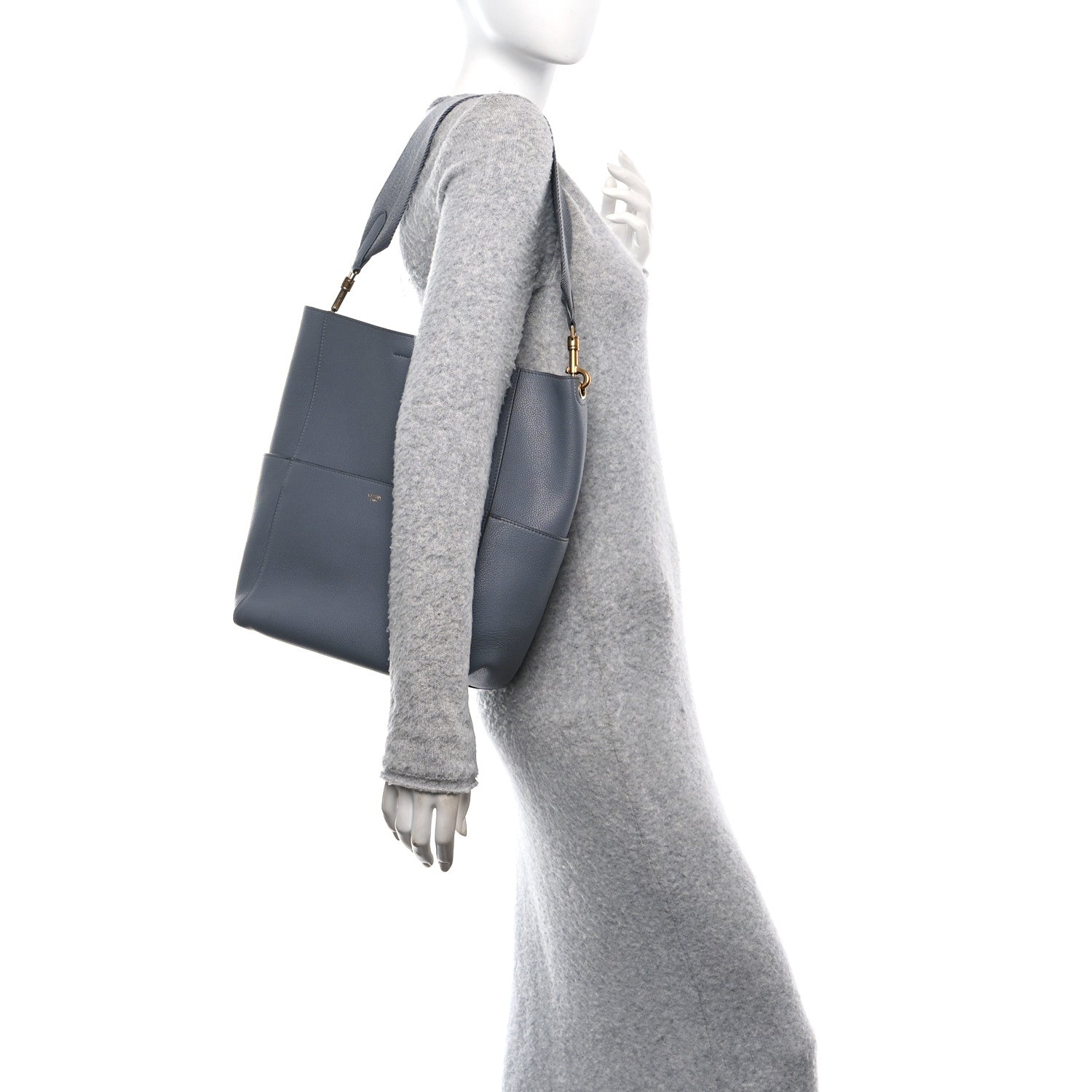 Celine Soft Grained Calfskin Sangle Bucket Bag Grey 2 of 12