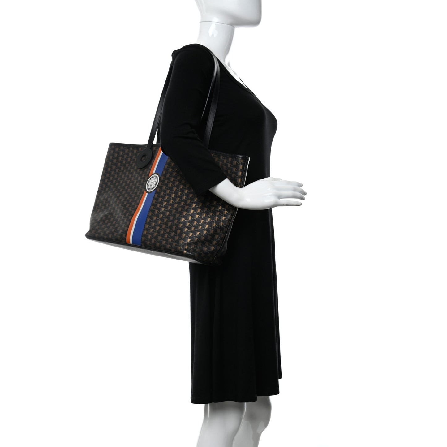 Grained Calfskin Canvas 1920 Oh! Tote Ruban GM Carbon Bronze