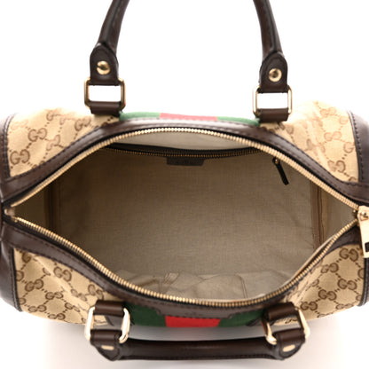 Gucci Monogram Selleria Calfskin Vintage Web Medium Boston Beige Ebony Cocoa 4 of 10