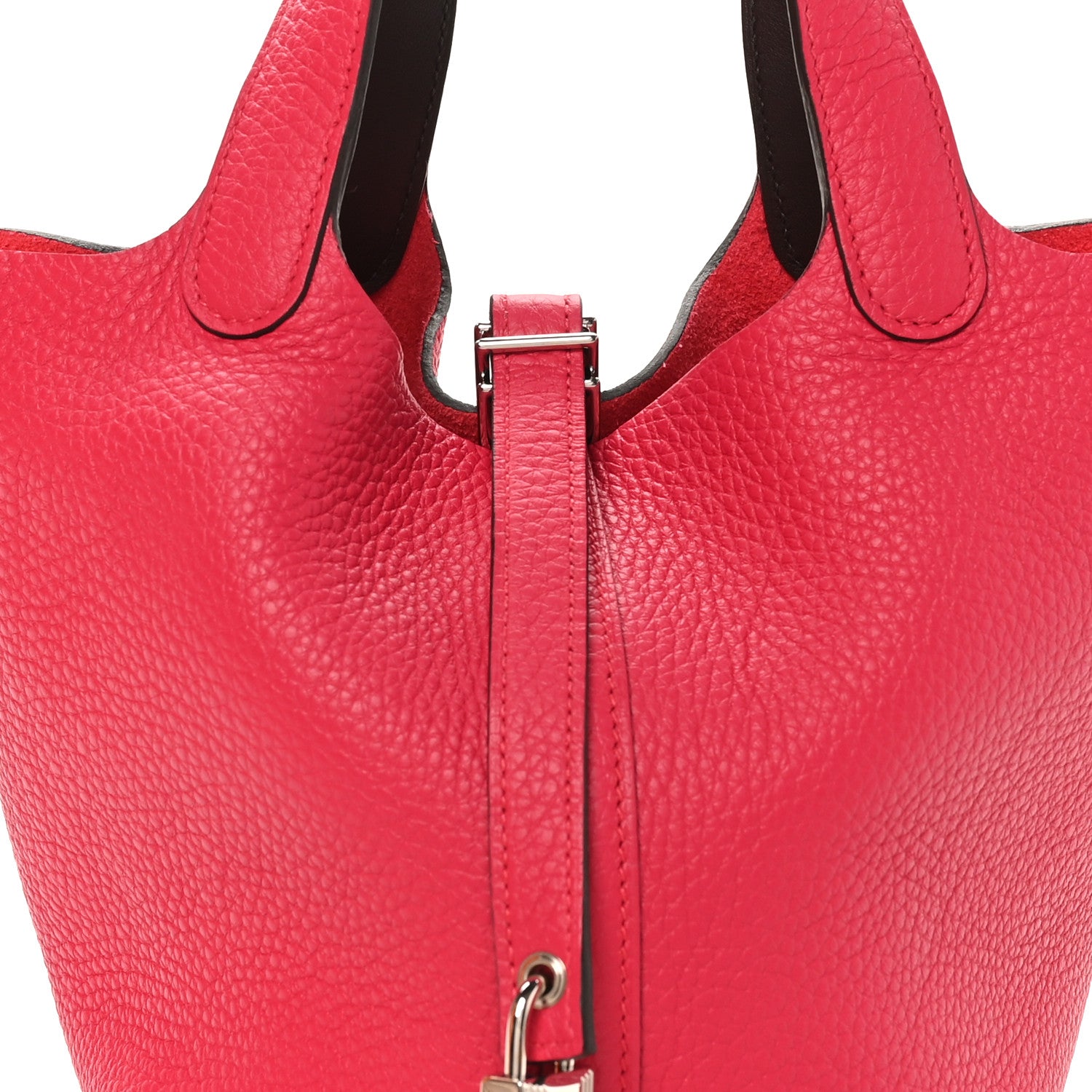 Hermes Taurillon Clemence Swift Eclat Picotin Lock 18 PM Framboise Rouge Sellier 8 of 13