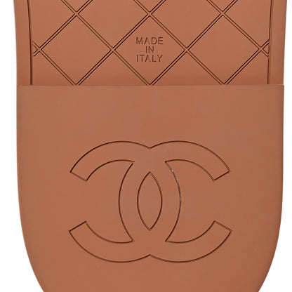Chanel Lambskin Quilted CC Mules Sandals 38 Brown 6 of 9