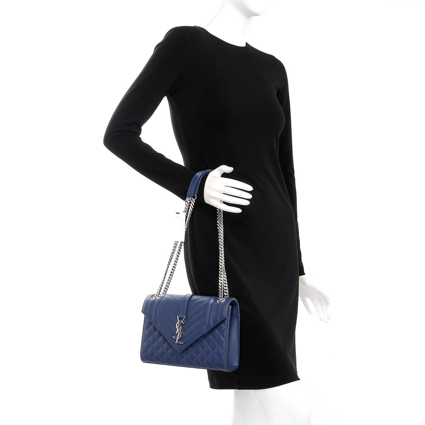 Grain De Poudre Textured Mixed Matelasse Triquilt Medium Monogram Satchel Denim