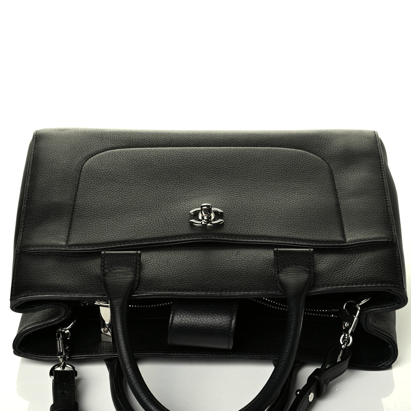 Grained Calfskin Small Neo Executive Shopper Tote Black