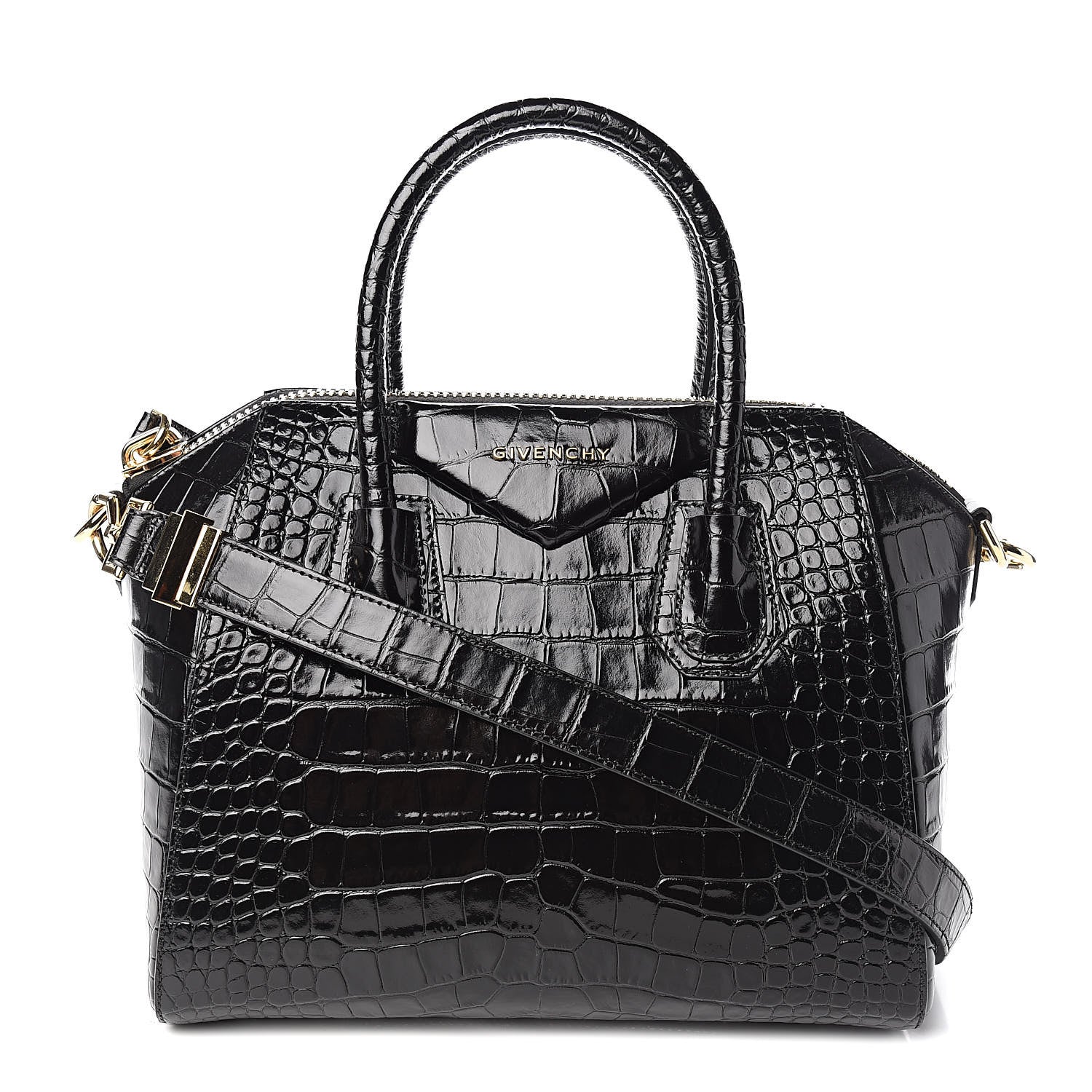 Givenchy Calfskin Crocodile Embossed Small Antigona Black 1 of 10
