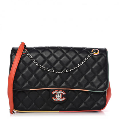 Chanel Lambskin Quilted Jumbo Cuba Color Flap Black 1 of 10