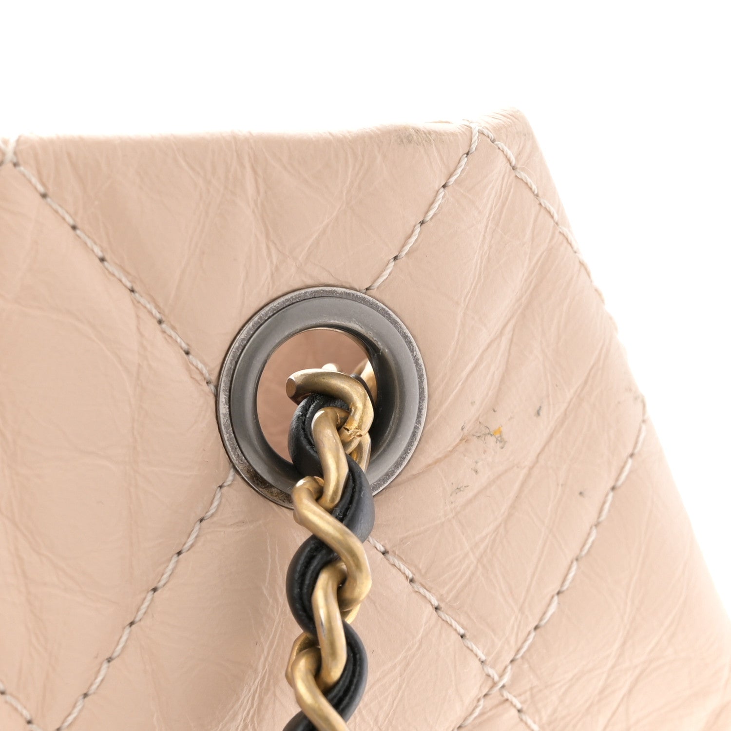 Chanel Aged Calfskin Quilted Small Gabrielle Backpack Beige Black 12 of 13