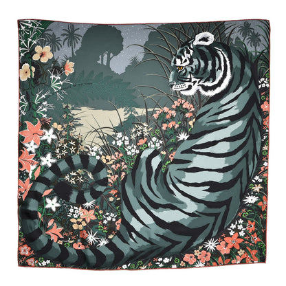 Hermes Silk Tyger Tyger Scarf 90 Kaki Clair Gris Rose 1 of 6