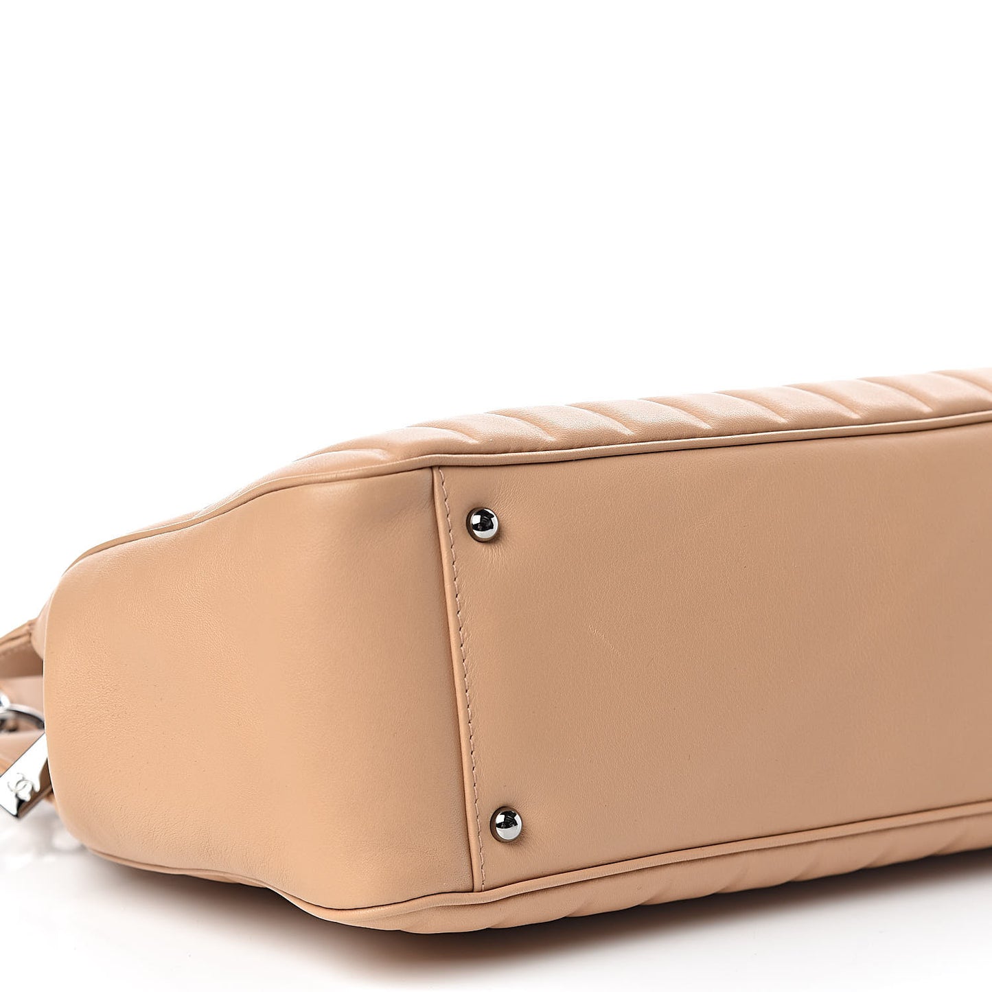 Calfskin Vertical Quilted Lax East West Shoulder Bag Beige