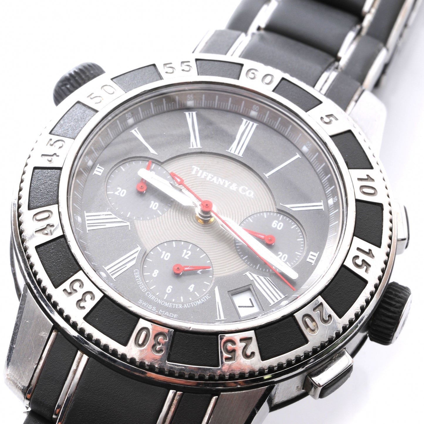 Stainless Steel Rubber 42mm Mark T-57 Chronograph Automatic Watch Black