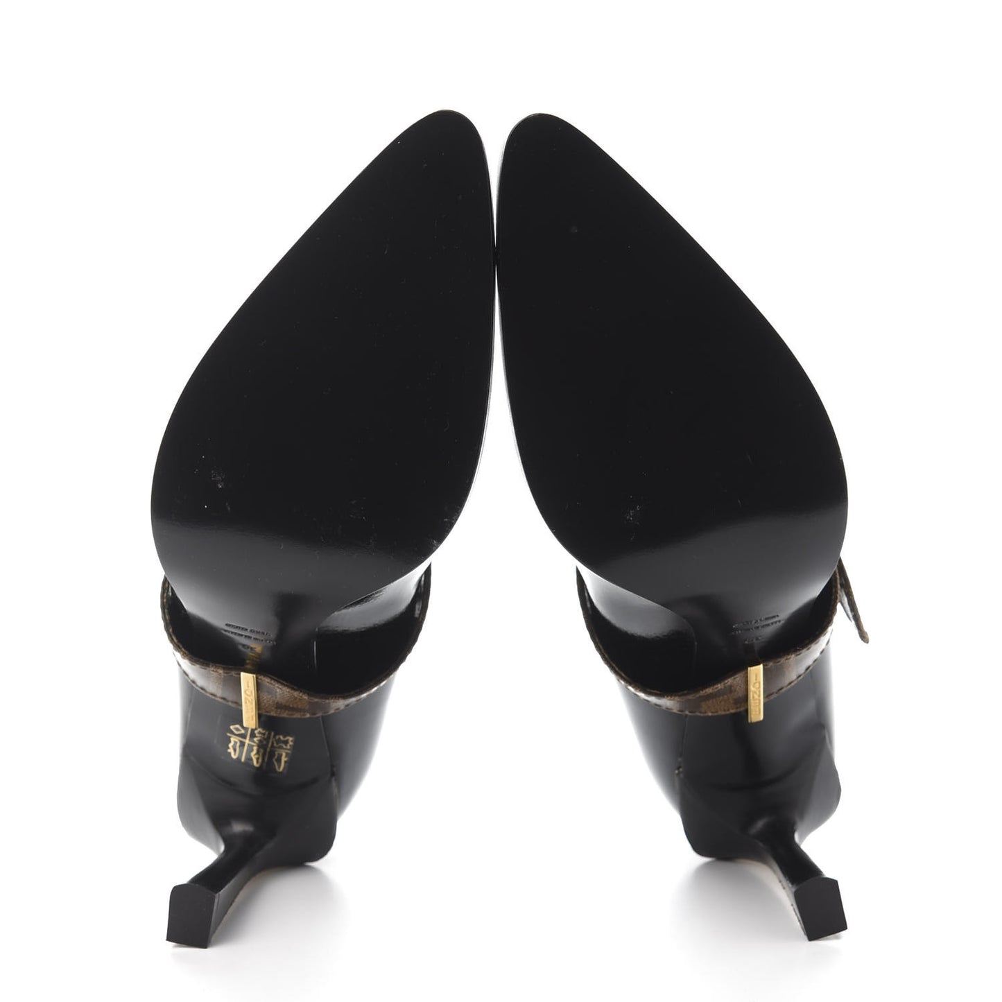 Glossy Neoprene Glazed Fabric FF FFrame Court Mary Jane Pumps 39 Black Tobacco Moro