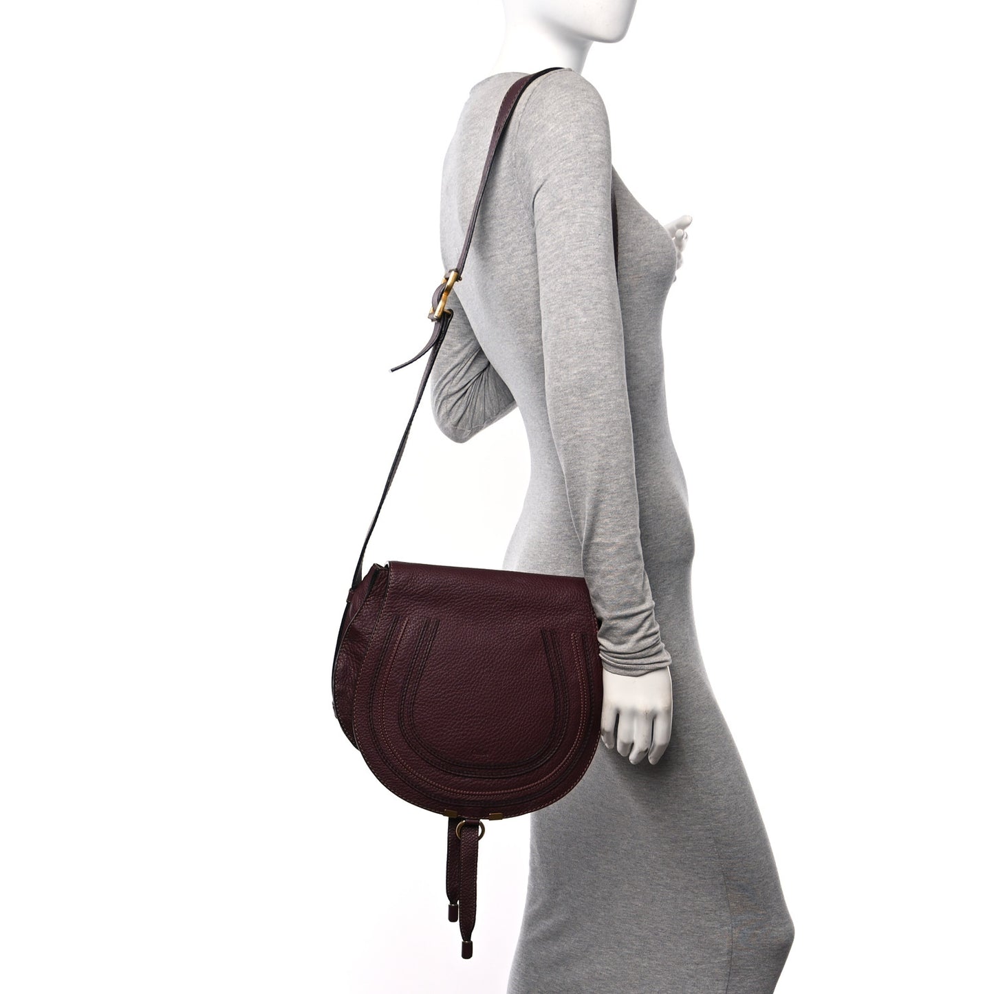 Grained Calfskin Medium Marcie Saddle Bag Dark Velvet