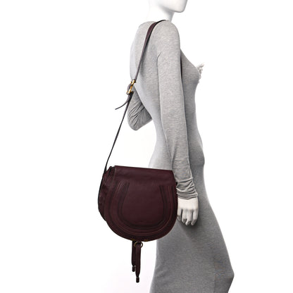 Chloe Grained Calfskin Medium Marcie Saddle Bag Dark Velvet 2 of 9