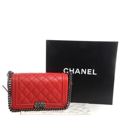 Chanel Calfskin Double Stitch Medium Boy Flap Rouge 4 of 9