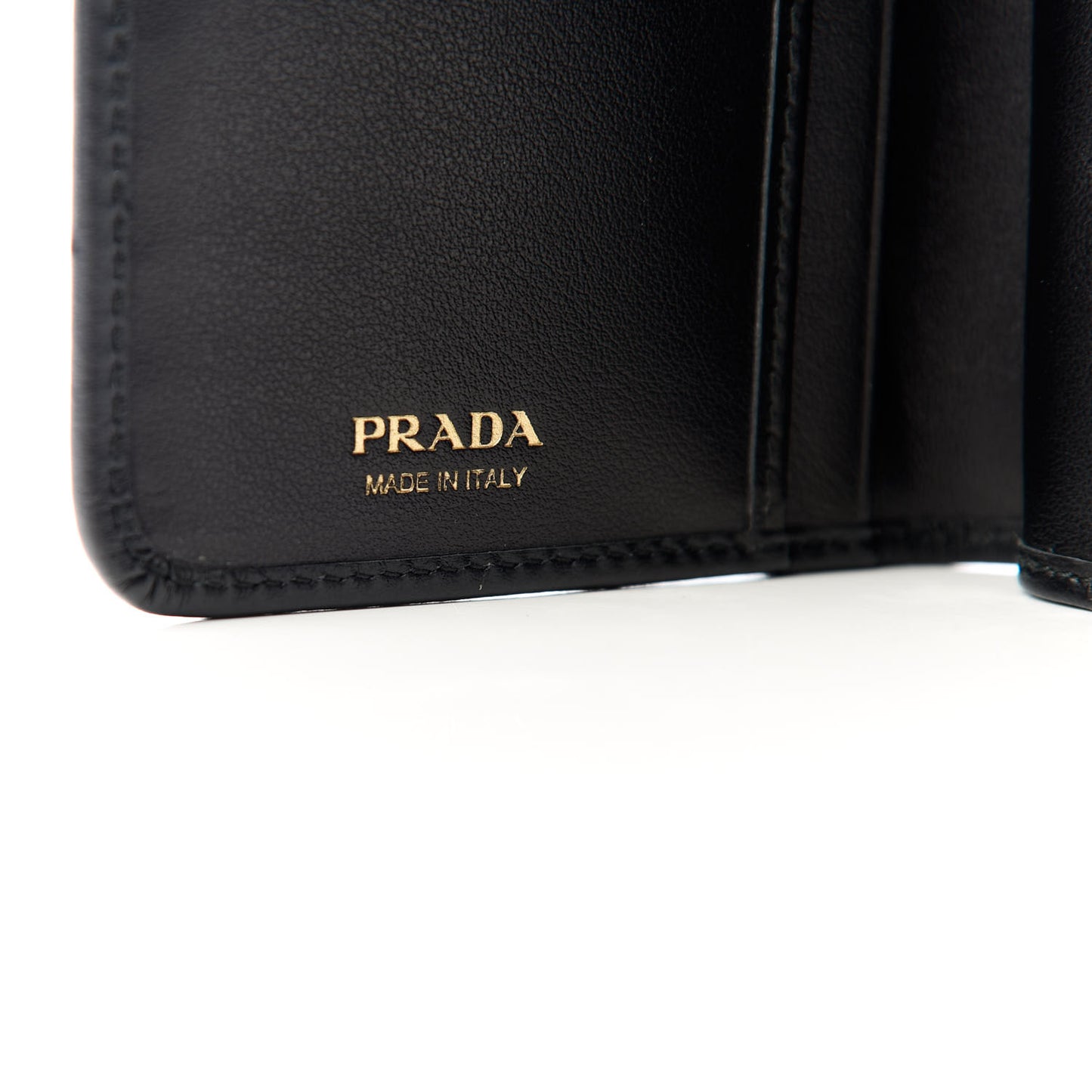 Soft Calfskin Studded Compact Wallet Black