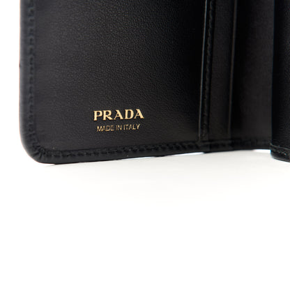 Prada Soft Calfskin Studded Compact Wallet Black 6 of 7